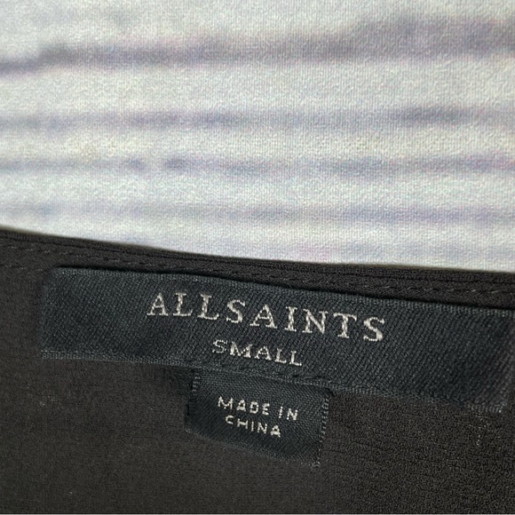 AllSaints Women’s Lasia Top Peplum Black Size S Draped Twist - Picture 9 of 10